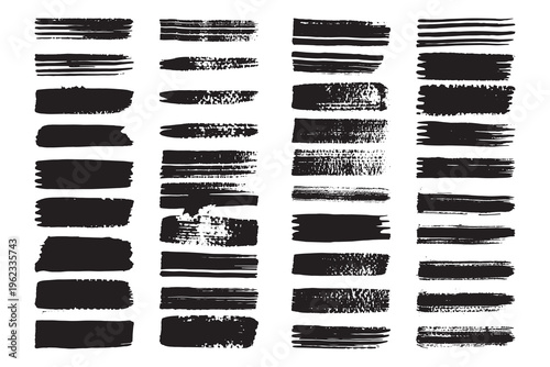 Massive Collection of Black Ink Brush Strokes and Lines