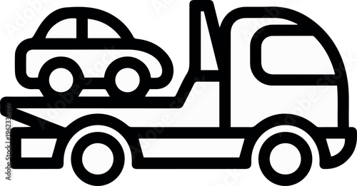 Tow truck carrying car icon for roadside assistance