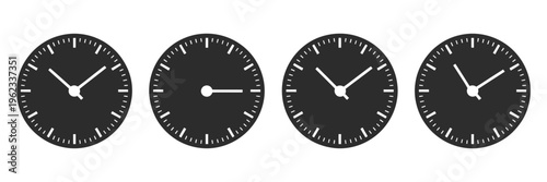 time icon on white background, clean minimal vector illustration with simple clock symbol, suitable for scheduling concepts, deadline reminders, app interfaces, modern flat design style.