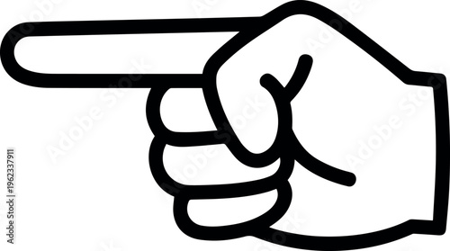 Hand pointing left wayfinding symbol