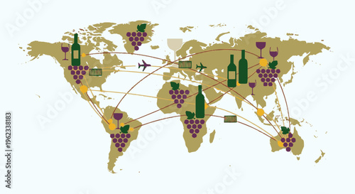 Global Wine Production and Distribution Map.