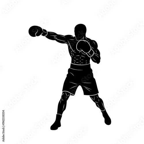 Powerful Boxer Silhouette Throwing a Punch