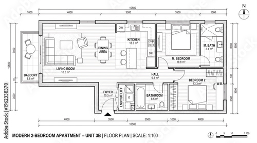 Detailed architectural floor plan of modern accessibility apartment unit with precise measurements and labels