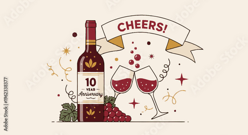 Ten Year Anniversary Celebration with Wine and Cheers.