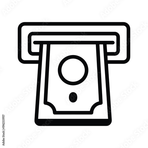 Line drawing of an atm machine with card slot and keypad