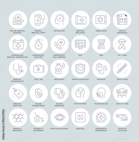 Healthcare Line Icons Set