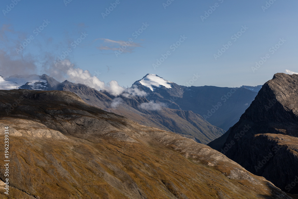 Obraz premium Panoramic alpine landscape from Col de l'Iseran, Savoie, French Alps