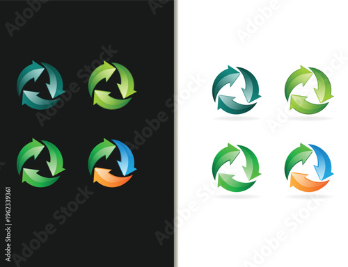 Glossy 3D Recycling Symbols Set