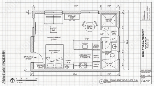 Black and white architectural blueprint of a modern house floor plan with detailed measurements