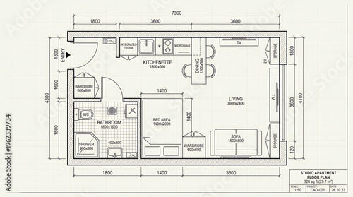 Detailed architectural blueprint of a modern house floor plan with precise measurements and room layouts