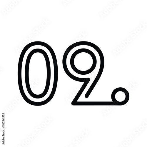 Minimalist stylized depiction of the number zero ninety-two with a period