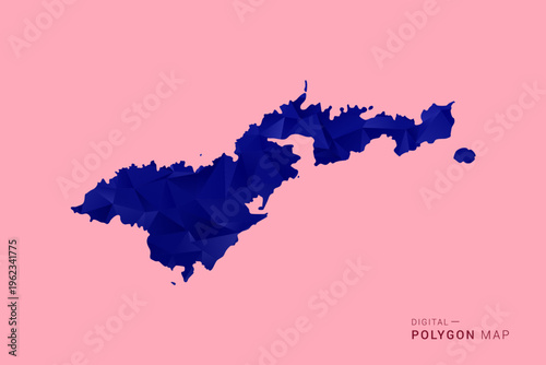 American Samoa Map - Low poly polygon map in deep blue gradient on soft pink pastel background, modern minimal geometric design, clean digital vector illustration.