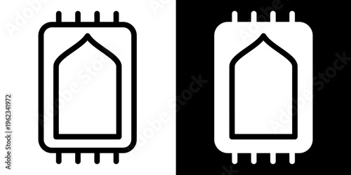 Islamic Prayer Mat Sajadah Icon Vector for Ramadan and Eid Al Adha Salah Rug Ornament Decoration