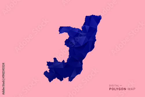 Congo Map - Low poly polygon map in deep blue gradient on soft pink pastel background, modern minimal geometric design, clean digital vector illustration.