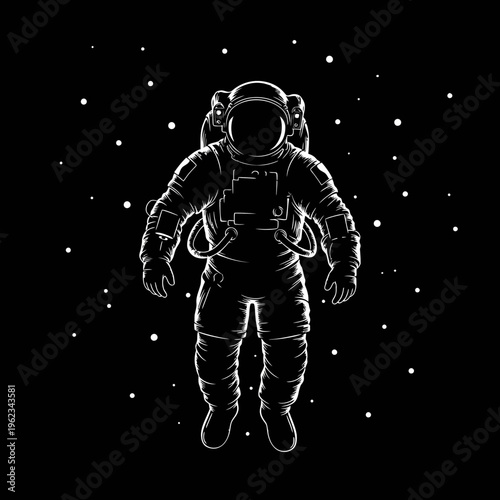 Astronaut floating in space with stars