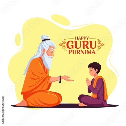 Guru Purnima: Guru blessing disciple with wisdom, spiritual teaching, respect, gratitude