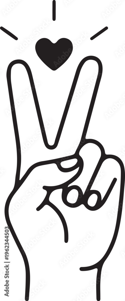 Obraz premium Cute Hand Gesture Icons Vector Set | Peace, High Five, OK, Thumbs Up, Love