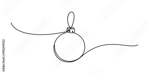 Continuous line drawing of a minimalist christmas bauble ornament on a white background.