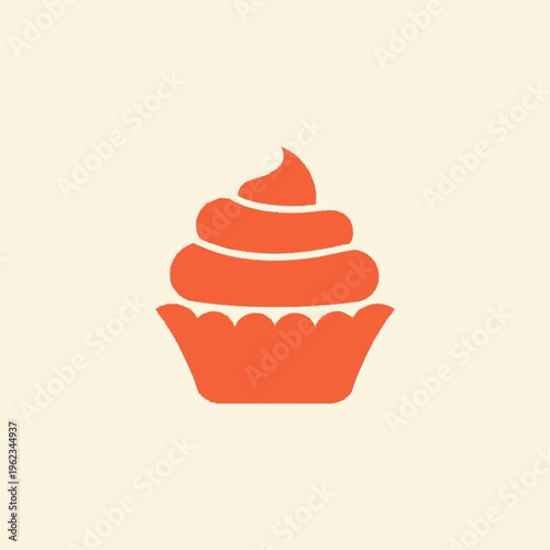 Orange Cupcake with Frosting and Cream.