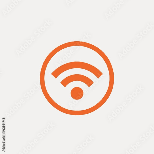 Orange WiFi Symbol on White Background.