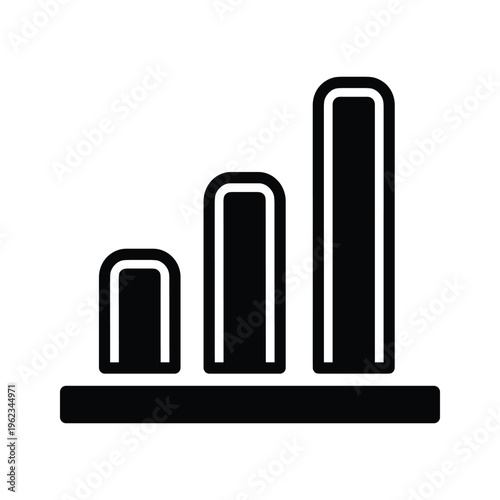 Three abstract vertical bars of varying widths on a horizontal base line