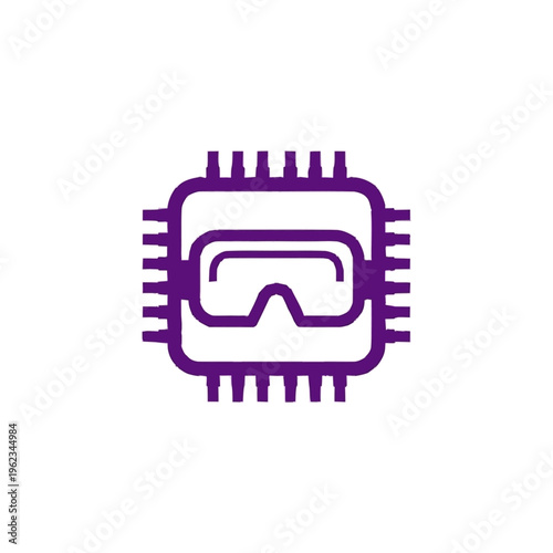 Purple Microchip Processor Icon Design Element.