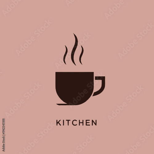 Steaming Coffee Cup Kitchen Illustration Design.