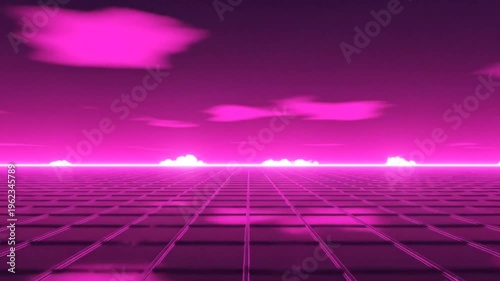 Retro Synthwave Landscape Animation - A Nostalgic Journey Through Time.
