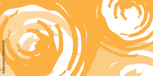 Textured yellow brush stroke with rough edges and scattered dots on a white background paint, clean vector design