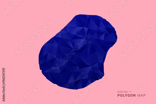 Nauru Map - Low poly polygon map in deep blue gradient on soft pink pastel background, modern minimal geometric design, clean digital vector illustration.