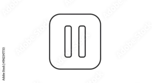 Black Outline Pause Button Square Icon