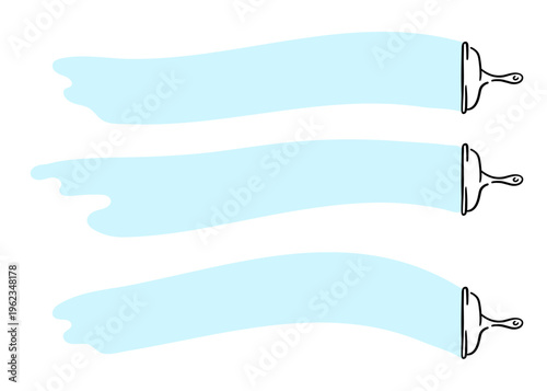 Vector set of blue water strokes made by a window cleaning squeegee tool. Hand drawn liquid traces isolated on white for cleaning service branding, hygiene and household chores design.