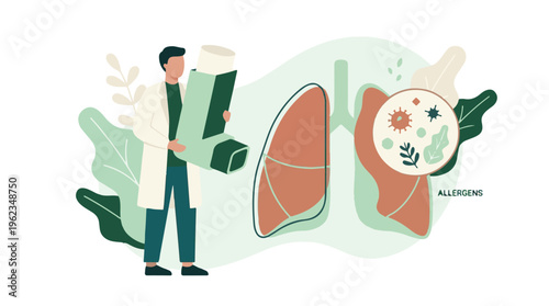 Respiratory Health Concept: Inhaler for Asthma and Allergy Treatment