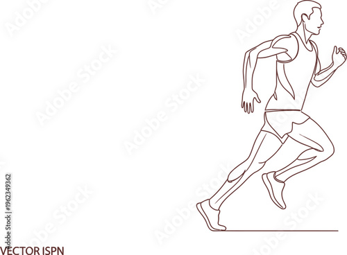 Dynamic one-line art illustration of a male runner in motion, showcasing fitness, speed, and athletic training with a minimalist aesthetic perfect for health and sport-related designs and concepts.