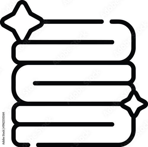 Clean folded towels icon with sparkle symbol for laundry, hygiene, and housekeeping concepts
