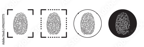 Fingerprint scan icons biometric authentication verification identification technology security personal data privacy scan.