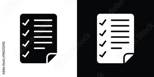A professional checklist document icon featuring a gear overlay. Ideal for representing technical audits, maintenance tasks, quality control, and systematic process completion.