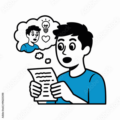 Man Having Romantic Thought While Reading Letter