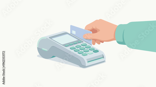Hand inserting credit card into a point-of-sale (POS) payment terminal