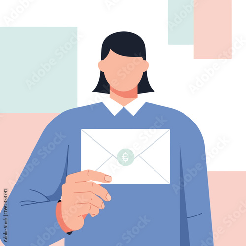 Woman holding an envelope with a wax seal.