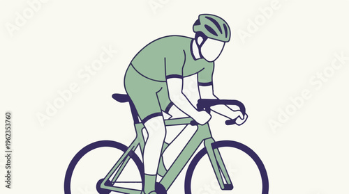 Minimalist graphic illustration of a cyclist riding a road bike