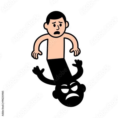 Man Struggling with Dark Shadow Self Portrait