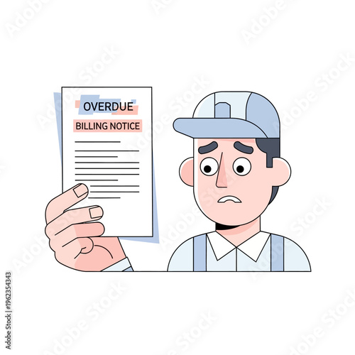 Man holding overdue billing notice.
