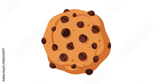 A single, round, baked treat with textured edges. Embedded within are dark brown, evenly-spaced, semi-circular chips, set against a warm, light brown