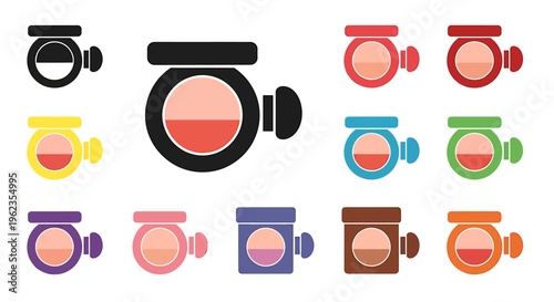 Colorful collection of various eyeshadow compacts and makeup palettes in diverse shades and sizes.