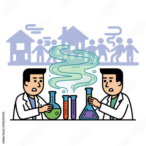 Scientists in Lab Coats Holding Beakers with Colorful Chemicals