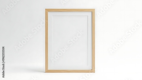 Empty light wood frame on white background empty frame wooden frame desi