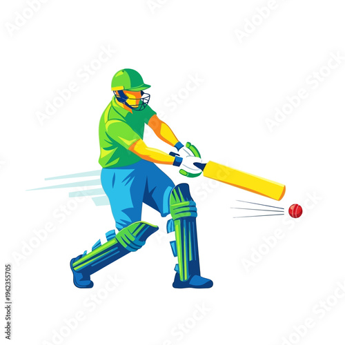 Cricket Player Batting, Action Shot, Sports Athlete, Outdoor Game, Summer Sport, Healthy Lifestyle