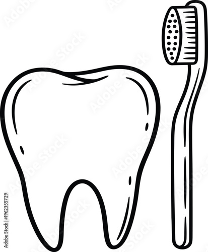 Tooth and toothbrush illustration