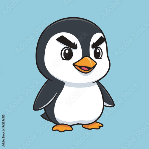 Angry Penguin Cartoon Character Illustration.